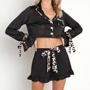 BEACH RIOT Luna Blouse & Aurora Short Spotted Leopard Women’s Size Medium NWOT